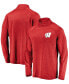 Фото #1 товара Men's Red Wisconsin Badgers Primary Logo Striated Raglan Quarter-Zip Jacket