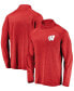 ფოტო #1 პროდუქტის Men's Red Wisconsin Badgers Primary Logo Striated Raglan Quarter-Zip Jacket