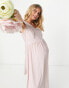 TFNC Maternity bridesmaid drape shoulder asymmetric maxi dress in mink