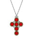 Pewter Cross with Round Red Crystal Necklace