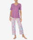 ფოტო #1 პროდუქტის Women's Short Sleeve 2 Piece Pajama Set