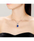 Sterling Silver White Gold Plated with Blue Oval Cubic Zirconia Accented Clear Pear and Round Cubic Zirconias Necklace