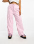 Only Curve wide leg cargo trousers in pale pink