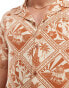 Фото #3 товара Chelsea Peers viscose beach shirt co-ord in tropical tile print