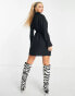 Trendyol wrap front mini shirt dress in black