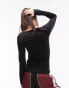 Фото #4 товара Topshop clean square neck long sleeve top in black