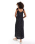 Pieces textured jersey frill sleeve cami maxi dress in black floral