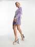 Фото #6 товара ASOS DESIGN embellished shift mini dress with beaded fringe in purple