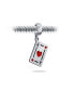 Фото #2 товара Travel Vacation Good Luck Casino Ace Of Hearts Poker Player Cards Dangle Charm Bead Red Heart Enamel .925 Sterling Silver Fits European Bracelet