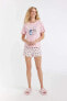 Fall in Love Disney Lilo & Stitch Regular Fit Kısa Kollu Şortlu Pijama Takımı