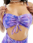 Фото #4 товара Monki twist front swimsuit in purple swirl print