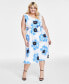 Women's Floral Print Sleeveless Midi Dress, PXXS-3X