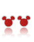 ფოტო #1 პროდუქტის Womens Mickey Mouse Silver Plated Mickey Mouse Stud Earrings with Red Glitter