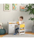 Фото #3 товара Стол для детей с ящиками Qaba Kids Desk and Chair Set with Storage Drawer, стол для учебы и креативных занятий, белый