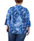 ფოტო #2 პროდუქტის Plus Size Pleat Front Y-Neck Top