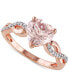 Фото #1 товара Morganite (1-3/4 ct. t.w.) & Diamond (1/10 ct. t.w.) Heart Ring in 10k Rose Gold