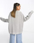 ASOS DESIGN Heavy weight oversized sweatshirt in grey marl Серый, XS - EU 32-34 - фото #4