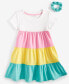 Toddler Girls Colorblocked Tiered Dress with Scrunchie, Created for Macy's