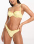 Miss Selfridge floral towelling frill cup detail bikini in yellow