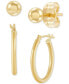 ფოტო #3 პროდუქტის 2 Pc. Set Polished Stud & Hoop Earrings in 14k Gold, 3/4 inch Hoop