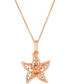 ფოტო #3 პროდუქტის Multi-Sapphire (5/8 ct. t.w.) & Chocolate Diamond (1/20 ct. t.w.) Starfish Pendant Necklace in 14k Rose Gold, 18" + 2" extender