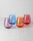 True Colors Stemless Wine Glasses, Set of 4