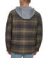 Men's Plaid Quilted Hooded Shirt Jacket Grn Ombre, L - фото #2