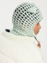 COLLUSION Unisex crochet balaclava with ears detail in green