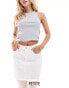 Фото #1 товара DTT Petite Gabby high waist denim skirt in white