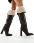 Simmi London Jacob Foldover Fleece Knee boot in Chocolate