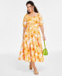 Фото #5 товара Women's Floral-Print Cotton Midi Dress, Created for Macy's