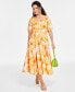 Women's Floral-Print Cotton Midi Dress, Created for Macy's Maya Garden Mango, M - фото #5