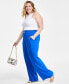 Фото #3 товара Plus Size Linen-Blend Wide-Leg Pants, Created for Macy's