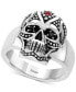 ფოტო #1 პროდუქტის EFFY® Men's Ruby (1/10 ct. t.w.) & Diamond Accent Skull Ring in Sterling Silver