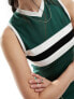 ASOS DESIGN v neck sleeveless with stripe detail maxi dress in green Green and White, 32 - фото #3