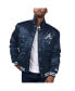 Фото #1 товара Levi’s x Starter Men's Navy Atlanta Braves Silver Tab Satin Full-Snap Trucker Jacket