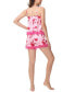Фото #2 товара Women's Printed Lace Babydoll Tank with the Shorts 2 Pc. Pajama Set