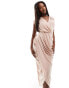 Фото #1 товара AX Paris sleeveless ruched detail midi dress in pale pink