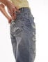 Фото #6 товара Topshop Dad jeans with extreme rip & repair in mid blue