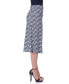 Black Geometric Print Comfortable Elastic Waist Knee Length Skirt