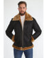 Фото #1 товара Men's Shearling Aviator Jacket, Washed Brown with Ginger Wool