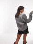 Фото #2 товара Topshop knitted v neck jumper in charcoal