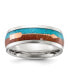 Фото #1 товара Stainless Steel Arrow with Turquoise and Wood Inlay Band Ring