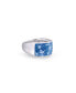 ფოტო #3 პროდუქტის Ocean Waves Design Sterling Silver, Blue Green Enamel Band Men Ring