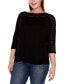 Фото #1 товара Plus Size Embellished Dolman with Mesh Inset Top