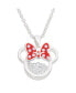 ფოტო #1 პროდუქტის Minnie Mouse Womens Silver Plated Birthstone Shaker Necklace - 18+2''