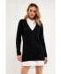 Women's Mixed Media Cable Knit Sweater Dress