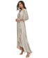 Women's Metallic Textured Faux-Wrap Gown