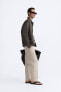 Belted cotton-linen trousers