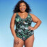 Women's Tropical Print Full Coverage Tummy Control Tie-Front One Piece Swimsuit